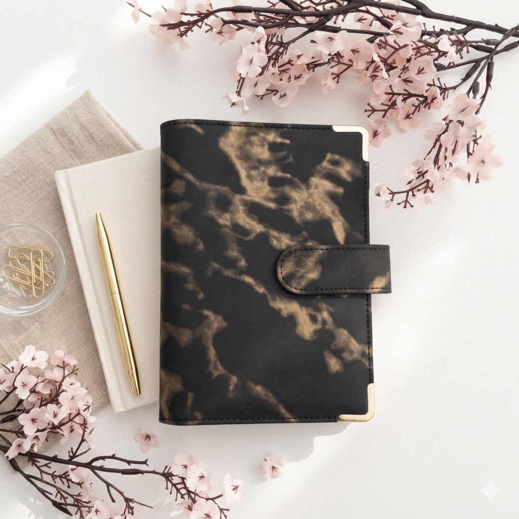 Agenda anillas A6 fondo mesa aesthetic